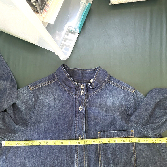 Soft Surroundings Womens Denim Blouse Jacket Size M Button Up Western Boho - Picture 10 of 11